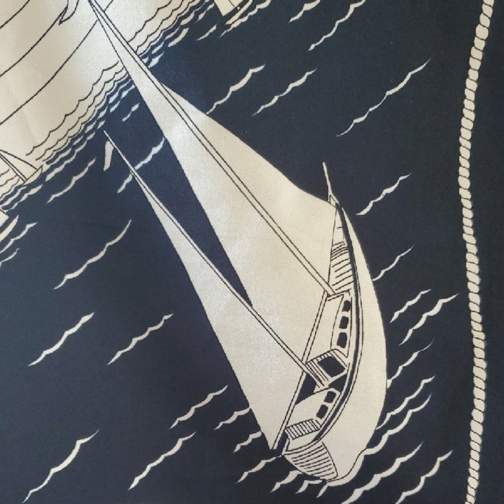 PATRICIA PARIS Nautical Navy and White Scarf  27 Square - Picture 3 of 9